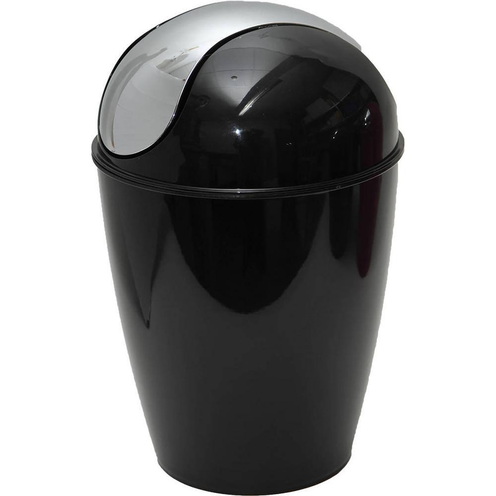 4.5 l/ 1.2 Gal. Round Bath Floor Trash Can Waste Bin in Black 6518103 ...