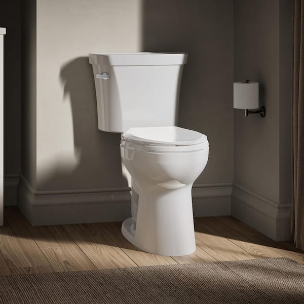 Highline Two-Piece 1.28 GPF Flapper/Piston Elongated Toilet in White (Seat Not Included)