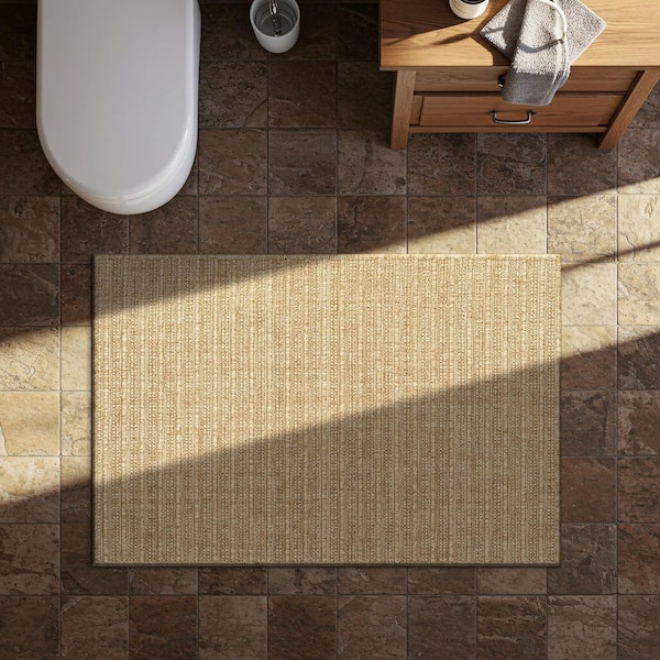 Lomira Gold 2 ft. x 3 ft. Striped Washable Easy Jute Indoor Area Rug