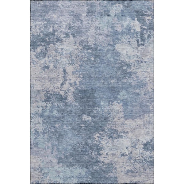 Mayfield Premium Machine Washable Abstract AMF2364 Blue 8 ft. x 10 ft. Area Rug