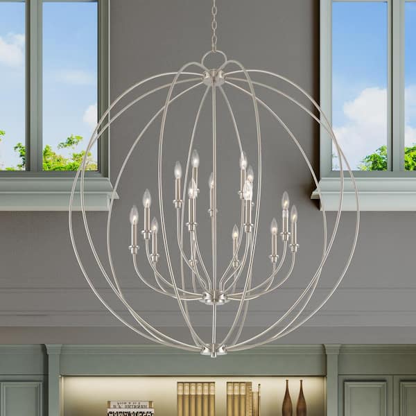 Arabelle-15 Light Brushed Nickel Foyer Chandelier