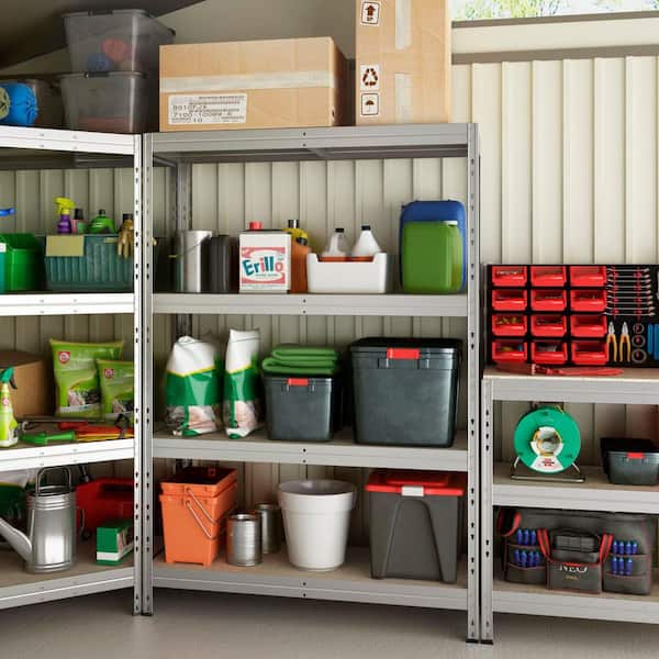 Basics Series 4-Tier Galvanized Steel Garage Storage Shelving Unit, Silver, HDF Racks (47 in. W x 18 in. H x 71 in. D)