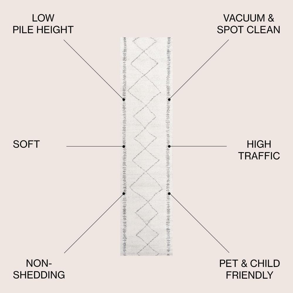 Handmade Cream and Gray Geometric Reversible Area Rug