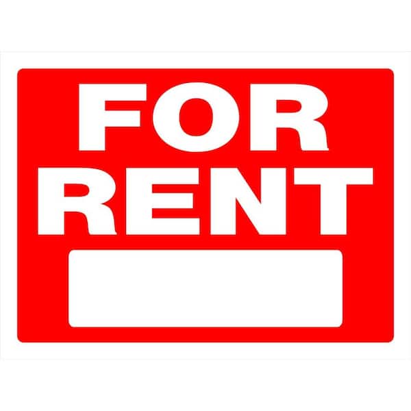 Everbilt 18 in. x 24 in. Red and White Plastic For Rent Sign