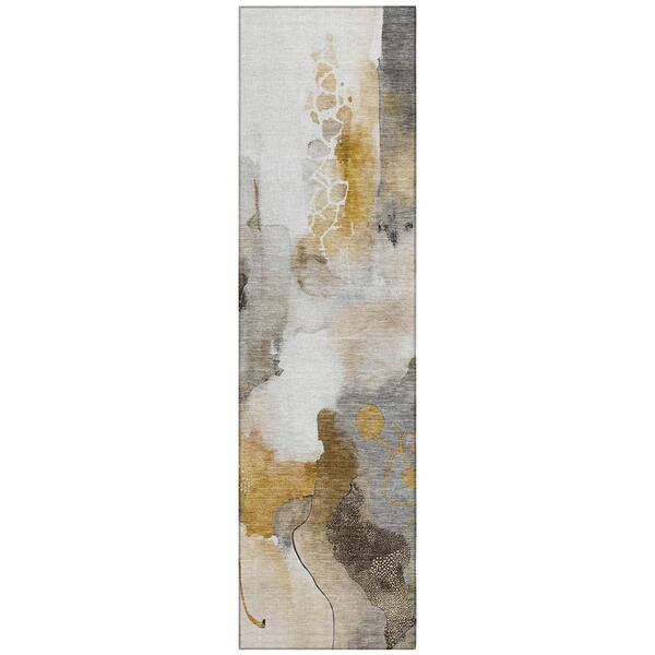 Chantille Machine Washable Indoor/Outdoor Abstract ACN2019 Mocha 2 ft. 3 in. x 7 ft. 6 in. Runner Rug