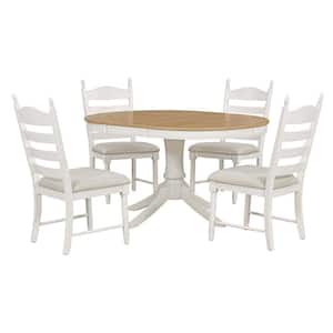 Brown 5-Piece Round Dining Table with 4-Chairs