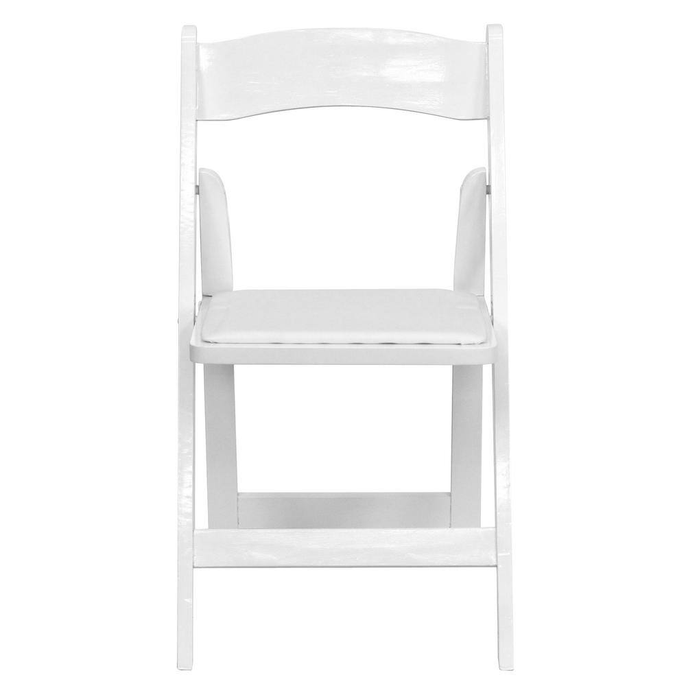 Hercules Series 30.5" White Beechwood Folding Chair with Vinyl Seat