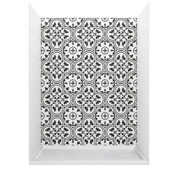 JETCOAT 60 in. L 32 in. W 78 in. H 2 Piece Alcove Shower Kit with Glue Up Shower Wall and Shower Pan in Cortana