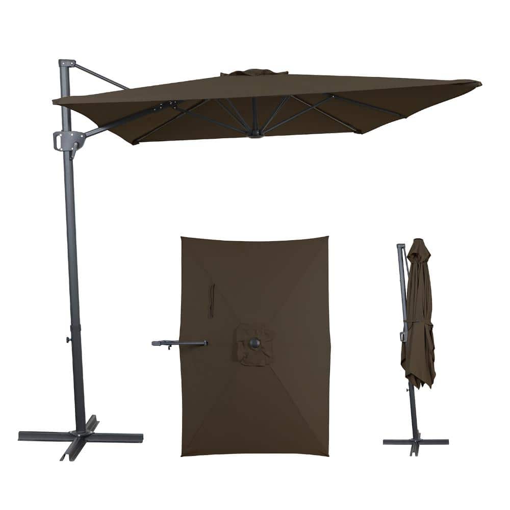 10x6.5 ft. Aluminum Cantilever Market Non-Solar Tilt Half Patio Umbrella in Beige, 360 Rot, Wind Resistant price history on PriceWatchPro