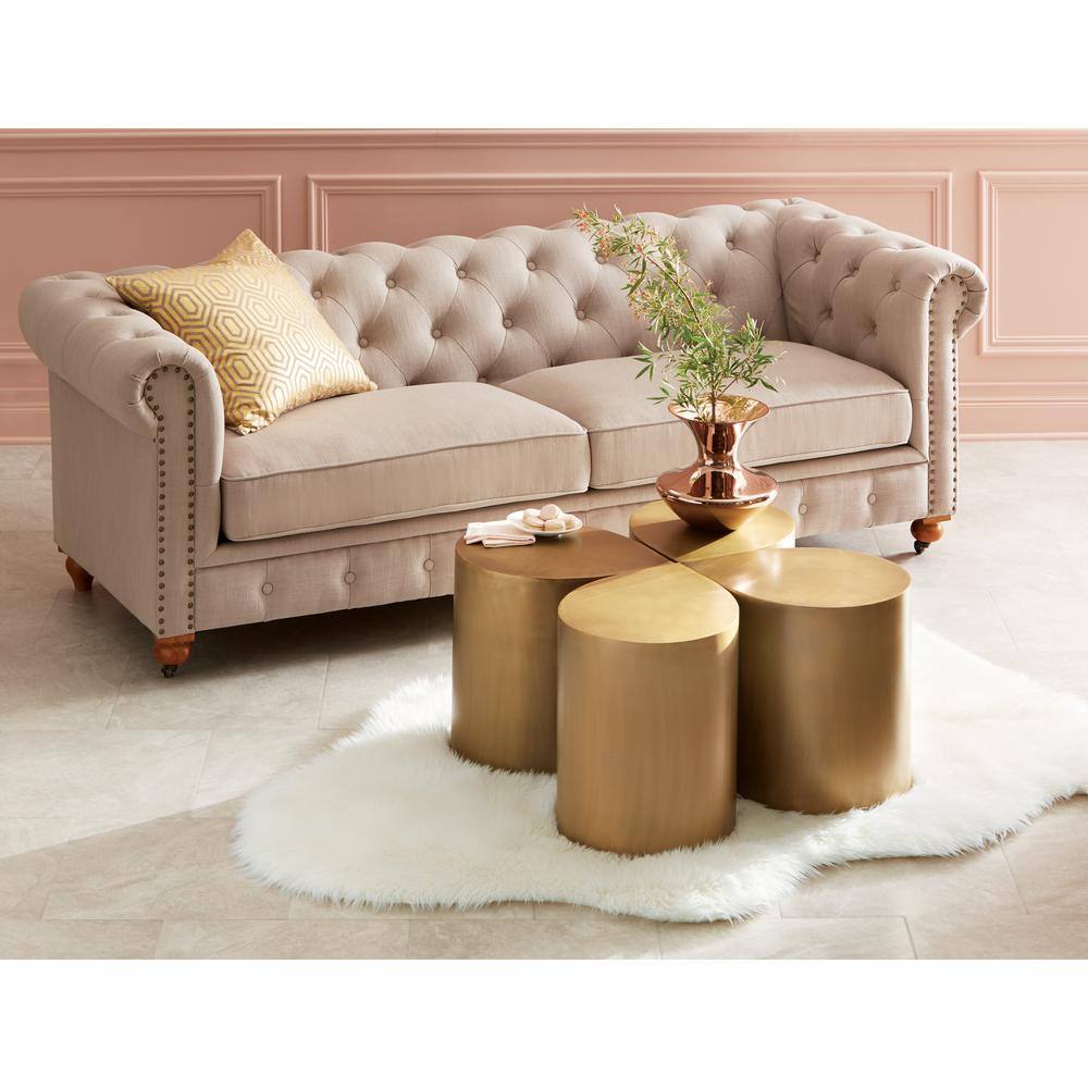 Tilly 38" Antique Brass Round Metal Coffee Table Set