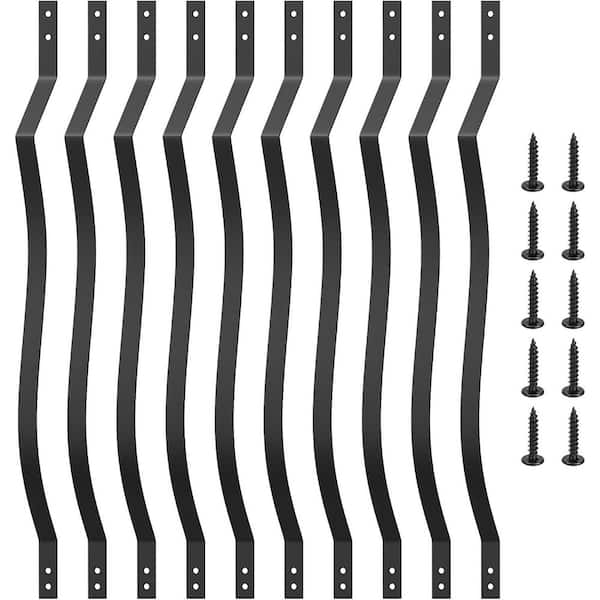 36 Cast Iron Metal Deck Spindles Wave Arc Baluster with Black Screws Heavy Duty Railing 61-Pack for Outdoor Stair Porch