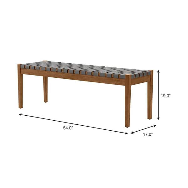 StyleWell Brickmore Gray Woven Dining Bench with Haze Finish Wood