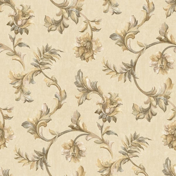 The Wallpaper Company 56 sq. ft. Neutral Jacobean Tapestry Wallpaper