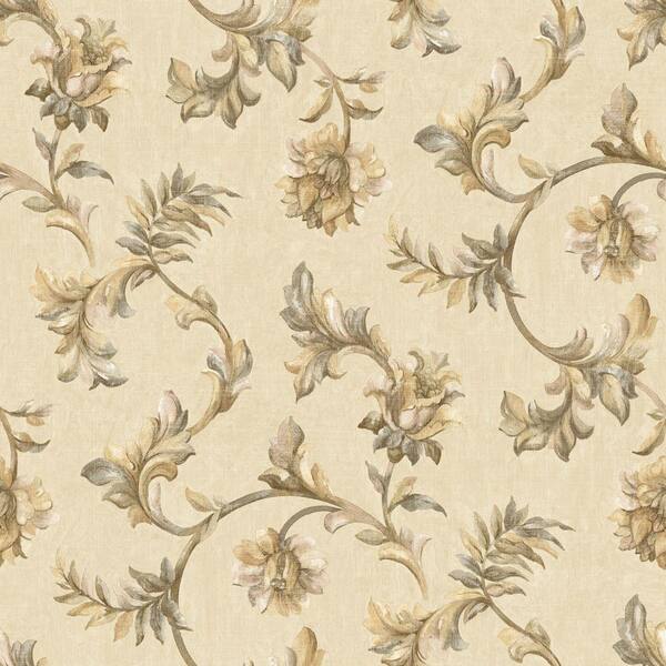 The Wallpaper Company 8 in. x 10 in. Neutral Jacobean Tapestry Wallpaper Sample