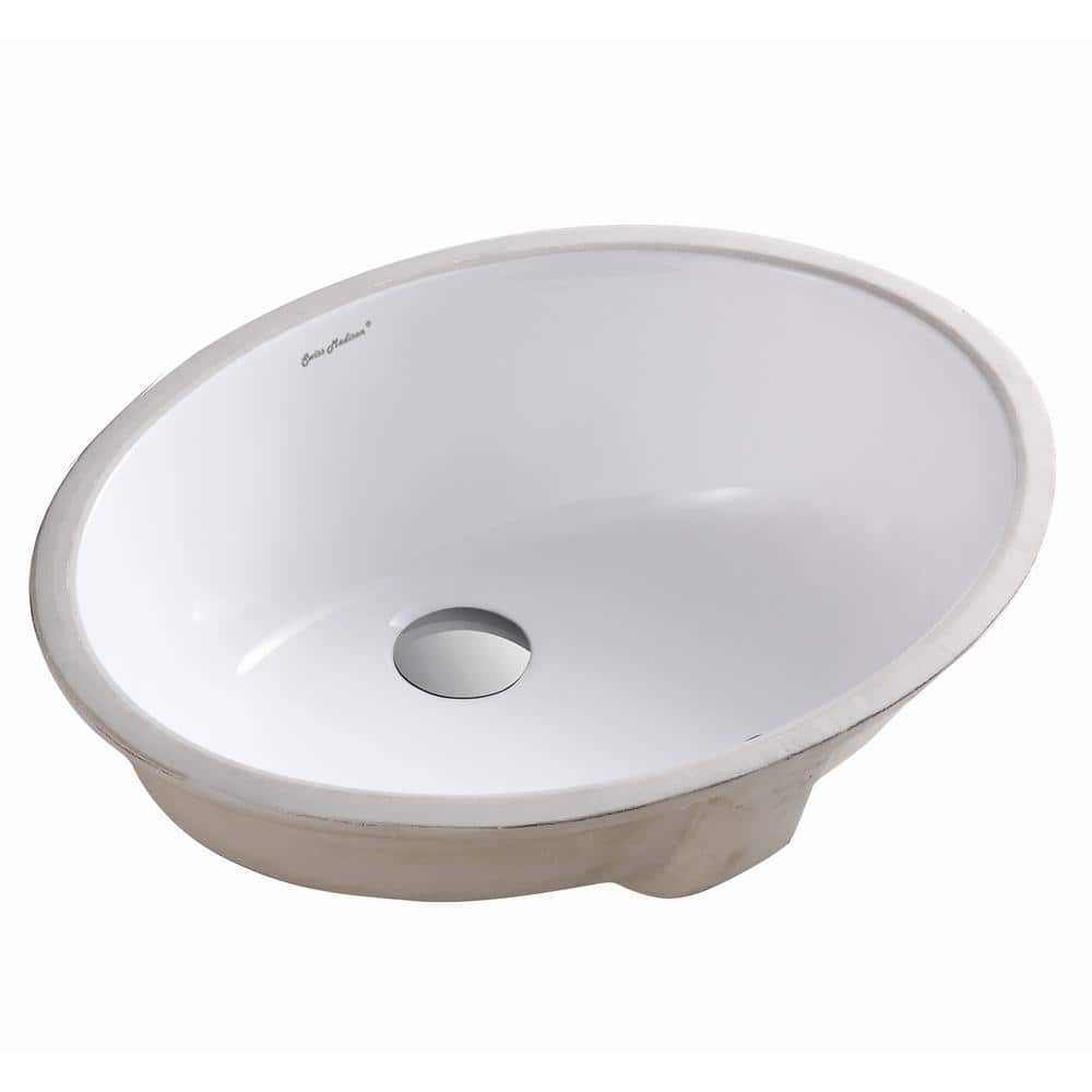Monaco 19-Inch Gloss White Ceramic Oval Undermount Sink