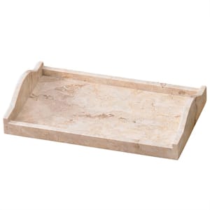 Natural Champagne Marble Arch 7.4 in. x 12.6 in. x 2.6 in. Tray Vanity Towel Tray Bathroom Accessory Organizer in Beige