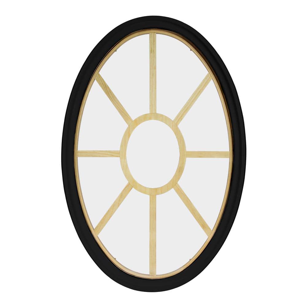 36 in. x 60 in. Oval Black 6-9/16 in. Jamb 3-1/2 in. Interior Trim 9-Lite Grille Geometric Aluminum Clad Wood Window price history on PriceWatchPro
