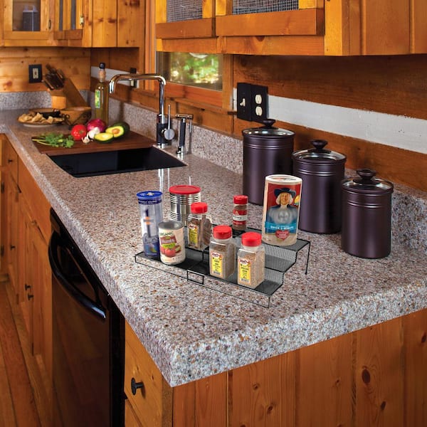Kitchen Counter & Cabinet Shelf Organizer Expandable Set of 2 Shelf Risers  Small