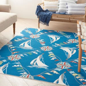 Sun N' Shade Navy 4 ft. x 6 ft. Geometric Contemporary Indoor/Outdoor Area Rug
