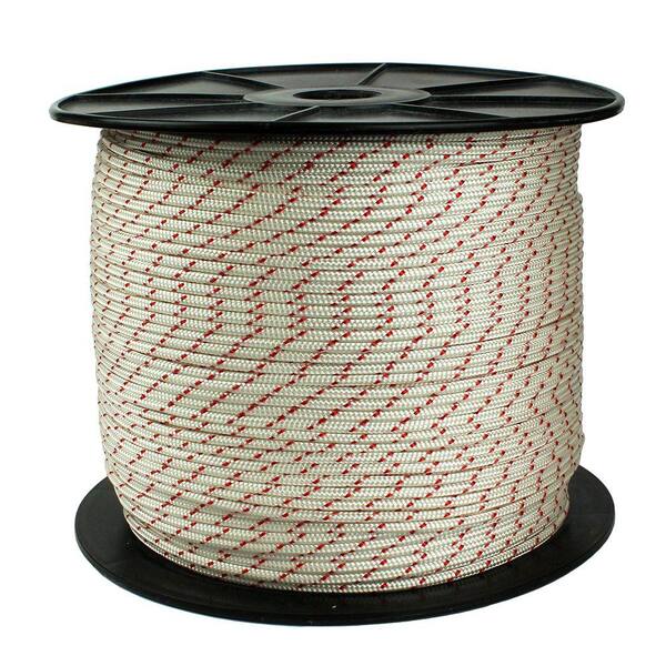 Crown Bolt 3/16 in. x 1500 ft. White and Red Polypropylene Diamond Braid Rope with Rope Reel