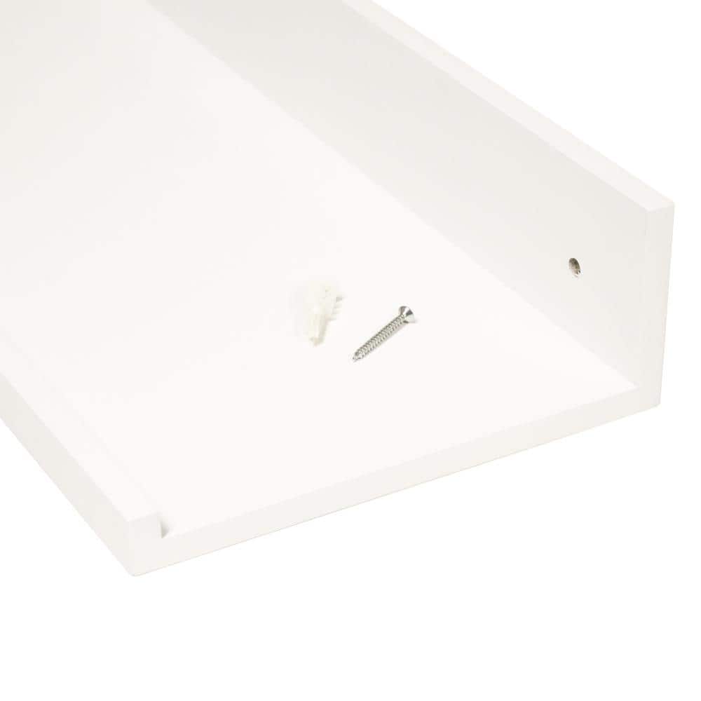 Elegant White Wood 36" Picture Ledge Floating Wall Shelf