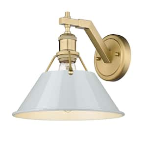 Orwell 10 in. 1-Light Brushed Champagne Bronze and Dusky Blue Wall Sconce