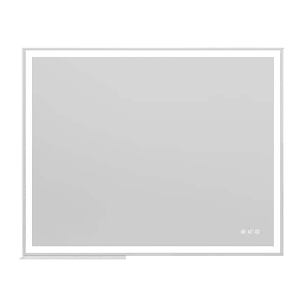 Boosicavelly 32 in. W x 40 in. H Rectangular Aluminum Framed LED Wall Bathroom Vanity Mirror in Silver