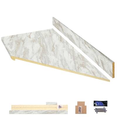 8 ft. White Laminate Countertop Kit With Right Miter and Eased Edge in Drama Marble