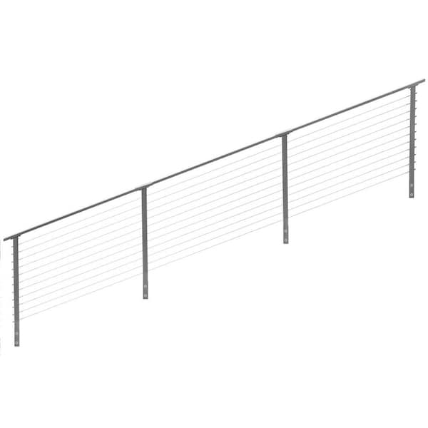 CityPost 16 ft. Stair Cable Railing, 36 in. Face Mount in Grey
