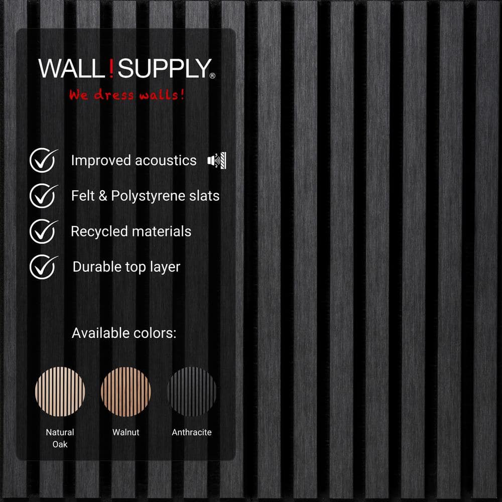 Anthracite 3D Acoustic Polystyrene Wall Panels Set of 6