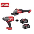 M18 FUEL 18V 1/2 in. Lithium-Ion Brushless Cordless Impact Wrench & Braking Grinder with (2) 6.0Ah Batteries