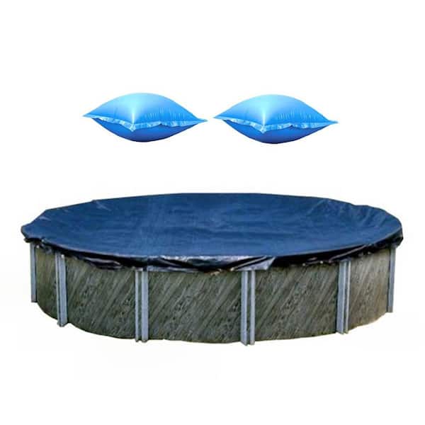 SWIMLINE 18 ft. Round Winter Above Ground Swimming Pool Cover plus 4 ft. x 4 ft. Winterizing Air Pillow