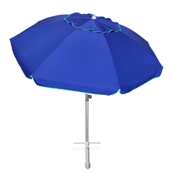 7 foot vented beach patio umbrella 7 ft. Aluminum Beach Umbrella in Solid Blue L01EHMC8J2