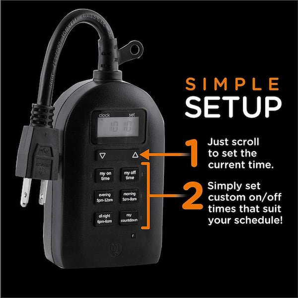 myTouchSmart Simple Set Plug-In Dual Digital Indoor,Outdoor Timer with 2  Grounded Outlets 26898-P2 - The Home Depot