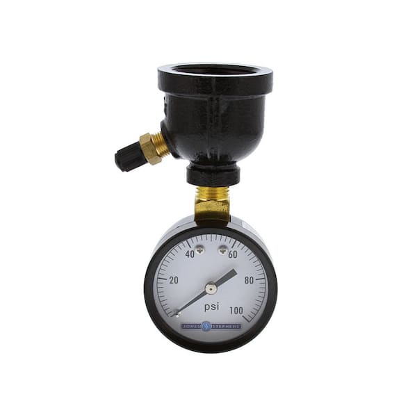 JONES STEPHENS 2 in. 100 psi Gas Test Gauge Assembly Bell Style with 1 in. Connection