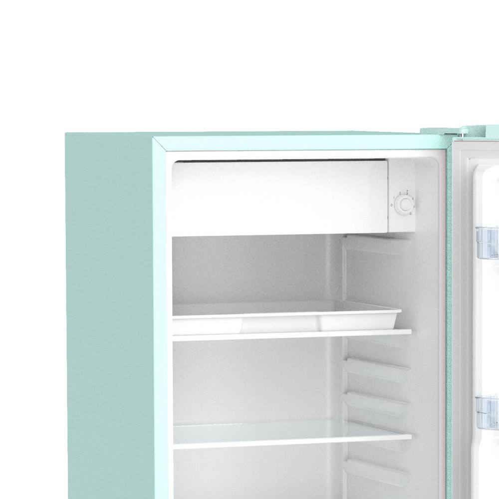 Seafoam Green Retro Compact Refrigerator with Glass Shelves, 3.1 cu ft