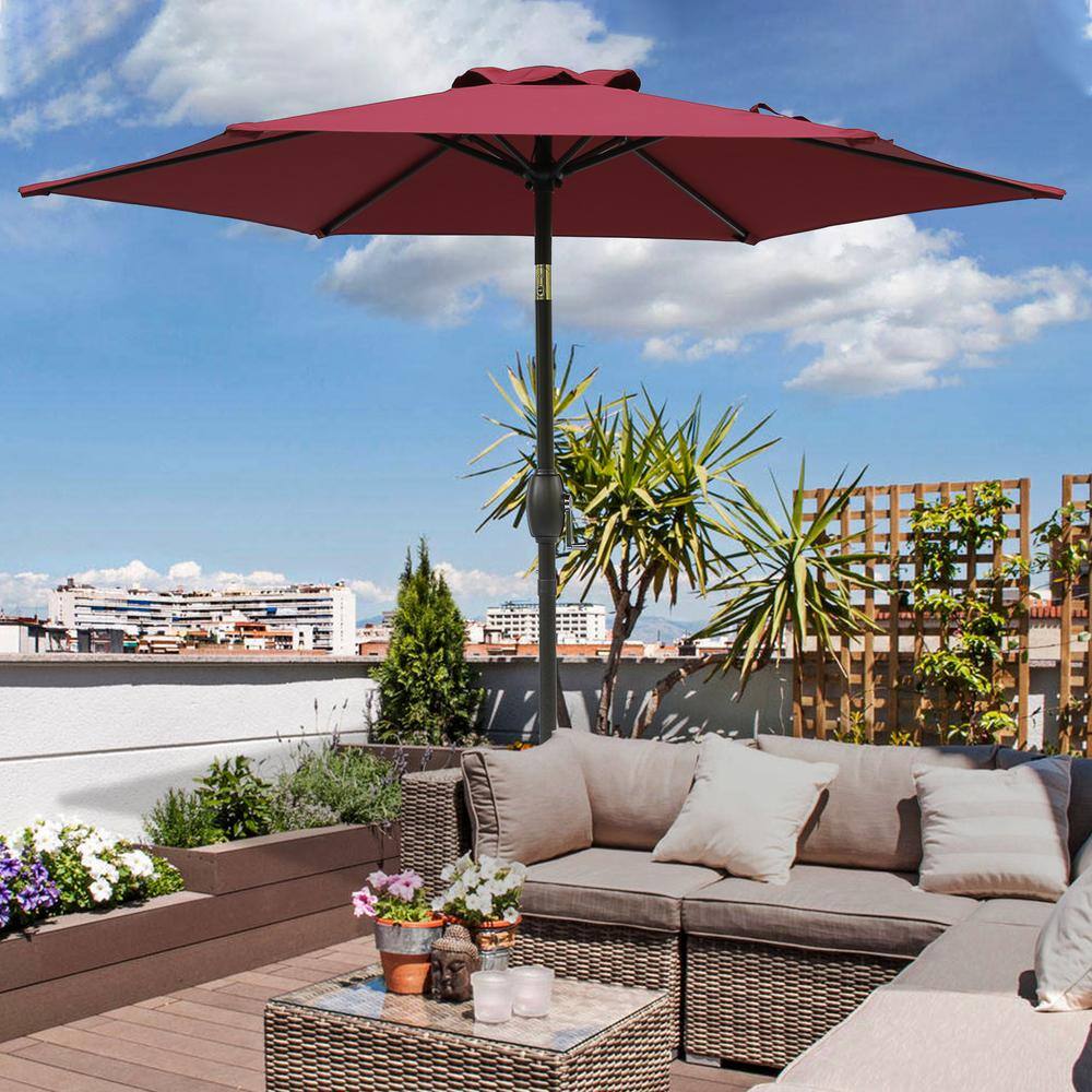 7.5 ft. Outdoor Aluminum Patio Umbrella without Umbrella Base, with Crank a