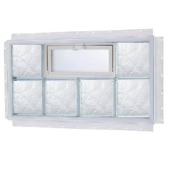 TAFCO WINDOWS 32 in. x 8 in. NailUp Vented Ice Pattern Glass Block Window