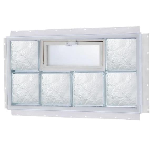 TAFCO WINDOWS 32 in. x 24 in. NailUp Vented Ice Pattern Glass Block Window