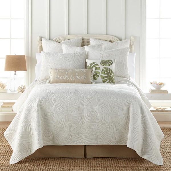 LEVTEX HOME Palmira 3-Piece White and Beige Cotton Full/Queen Quilt Set
