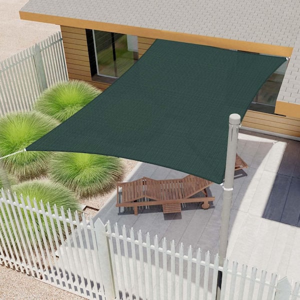 8 ft. x 12 ft. HDPE Sun Shade Sail Rectangle Canopy Shades for Outdoor Patio Pergola, Blockage 95% UV Resistant, Green