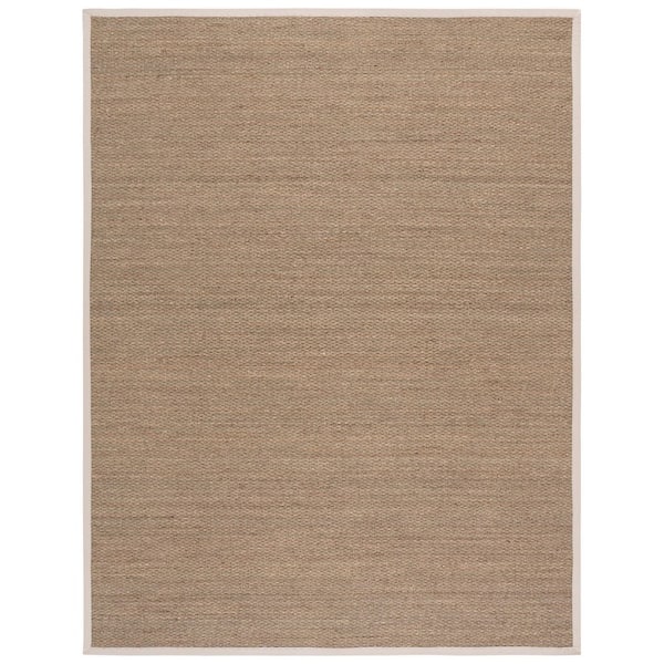 Natural Fiber 9 ft. x 12 ft. Natural/Ivory Abstract Solid Border Area Rug
