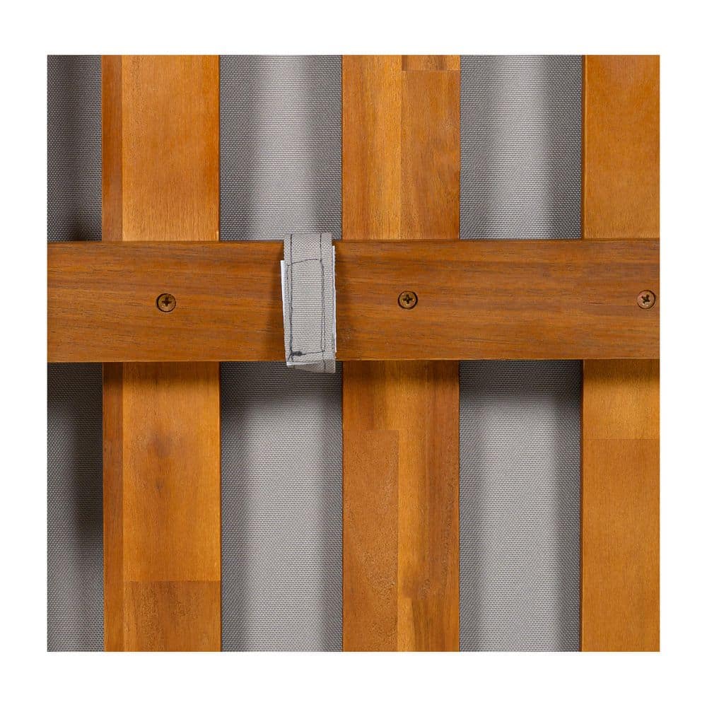 Close-up detail of the wooden frame structure.