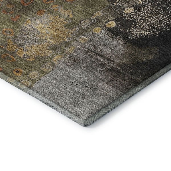 Mayfield Premium Machine Washable Abstract AMF2127 Chocolate 2 ft. x 7 ft. Runner Rug