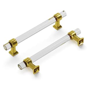 Crystal Palace 5-1/16 in. (128 mm) Center to Center Crysacrylic with Brushed Golden Brass Glam Zinc Bar Pull (10 Pack )
