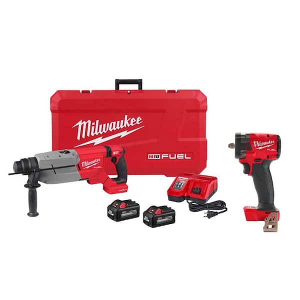 M18 FUEL ONE-KEY 18V Lith-Ion Brushless 1-1/4 in. SDS-Plus D-Handle Rotary Hammer w/(2) Batteries & Impact Wrench
