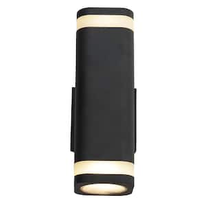 11 in. Black Integrated LED Outdoor Wall Sconce with Frosted Acrylic