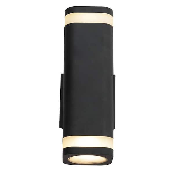 SMRTLite by NBG HOME 11 in. Black Integrated LED Outdoor Wall Sconce with Frosted Acrylic