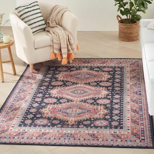 Vintage Home Navy 6 ft. x 9 ft. Medallion Traditional Area Rug