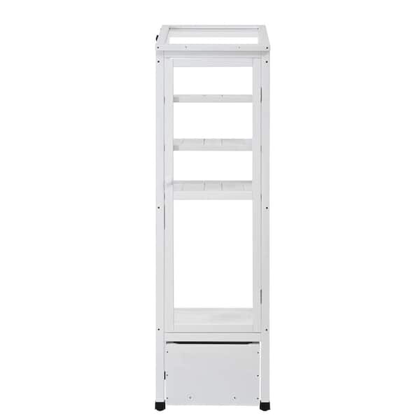 Noble House Esca 18.1 in. W x 19.7 in. D Outdoor Patio Mini Greenhouse with Adjustable Shelves, Cold Frame, Wood, White